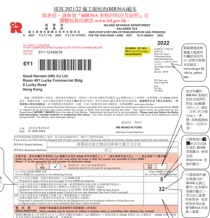 Employer's Return (Salaries Tax Return) 